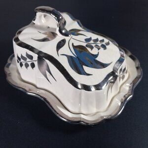 Antique Cheese Cloche Lancaster & Sandland Server Hand Painted Silver Lustre
